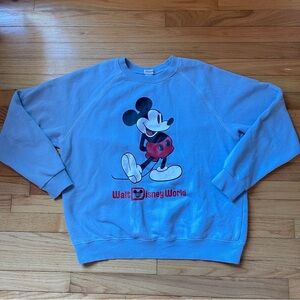Disney Mickey Mouse Walt Disney World Blue Crewneck Sweatshirt Size L
